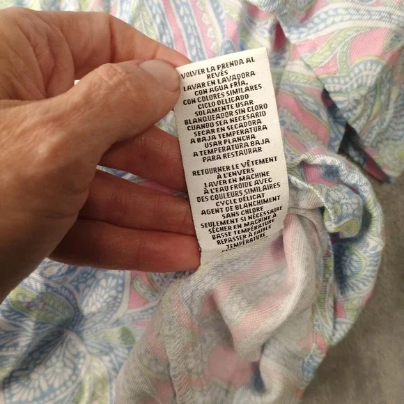 Ruby Rd. Blouse Womens XL Pink Paisley Henley 3/4 Sleeve Tunic Top Lightweight - Picture 5 of 10